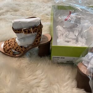 New hair on hide block heeled sandals